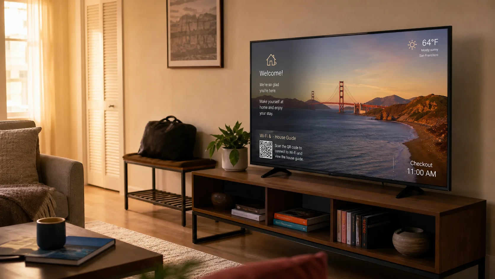 Photorealistic concept of airbnb and vacation rentals using an Aurowall business display